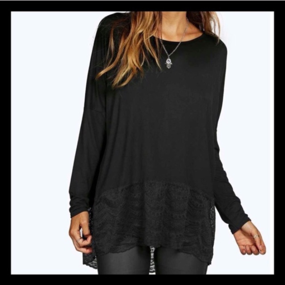 NWT So Soft Black Lace Viscose Top - Picture 4 of 4